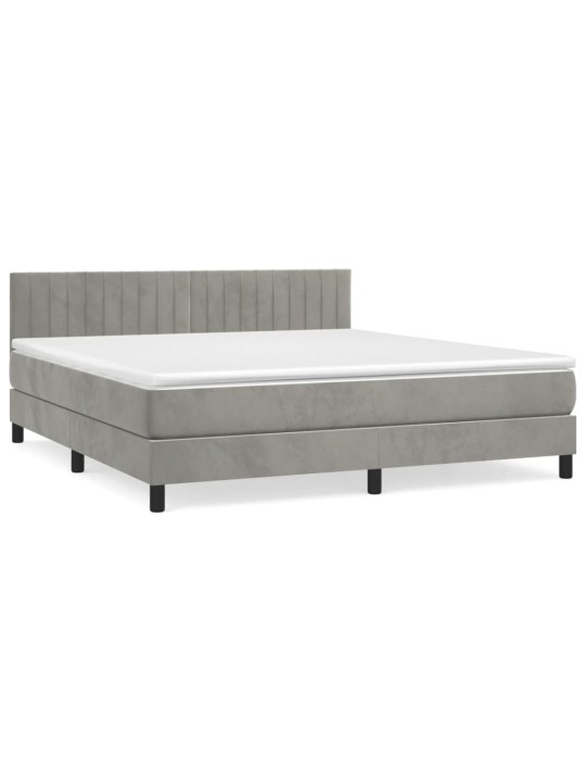 Box spring postel s matrací světle šedá 180x200 cm samet