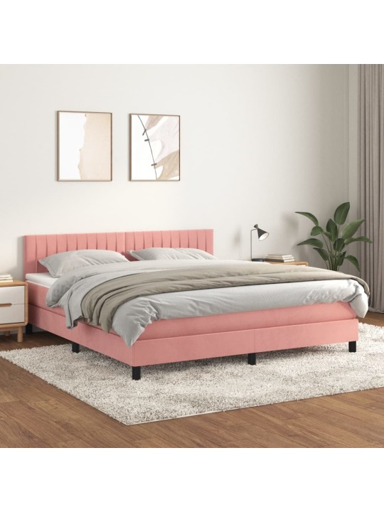 Box spring postel s matrací růžová 180x200 cm samet