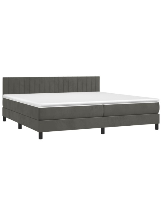 Box spring postel s matrací tmavě šedá 200x200 cm samet