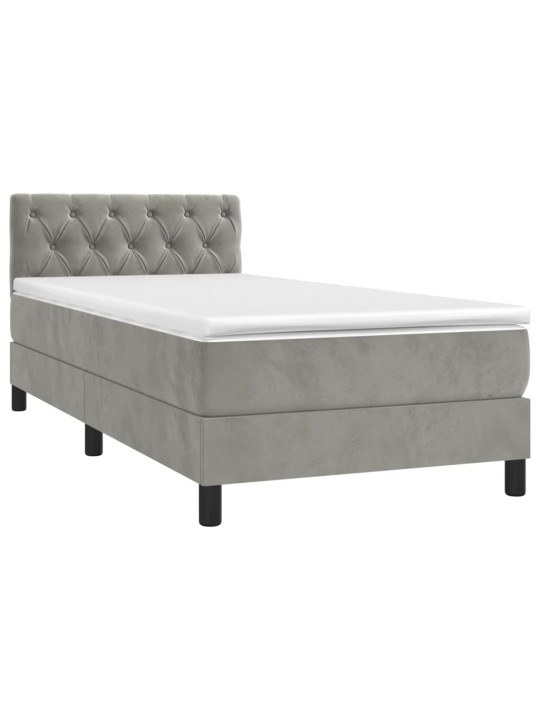 Box spring postel s matrací světle šedá 80 x 200 cm samet