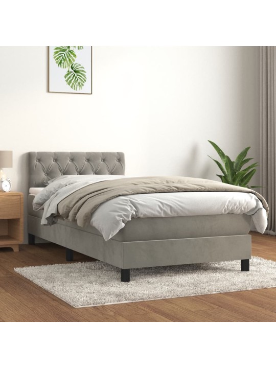 Box spring postel s matrací světle šedá 80 x 200 cm samet