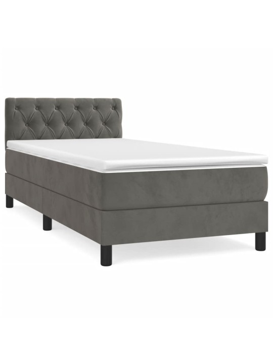 Box spring postel s matrací tmavě šedá 80 x 200 cm samet