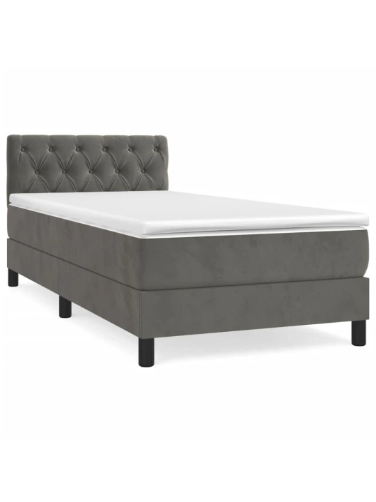Box spring postel s matrací tmavě šedá 80 x 200 cm samet