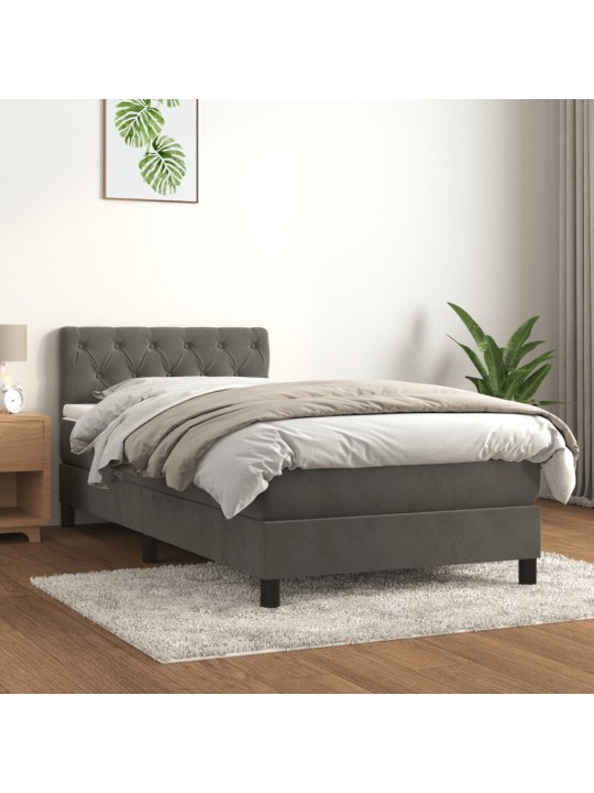 Box spring postel s matrací tmavě šedá 80 x 200 cm samet