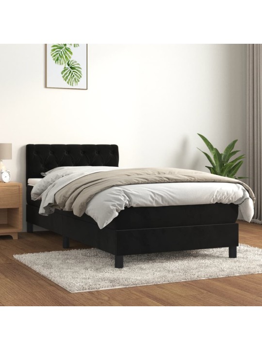 Box spring postel s matrací černá 80 x 200 cm samet