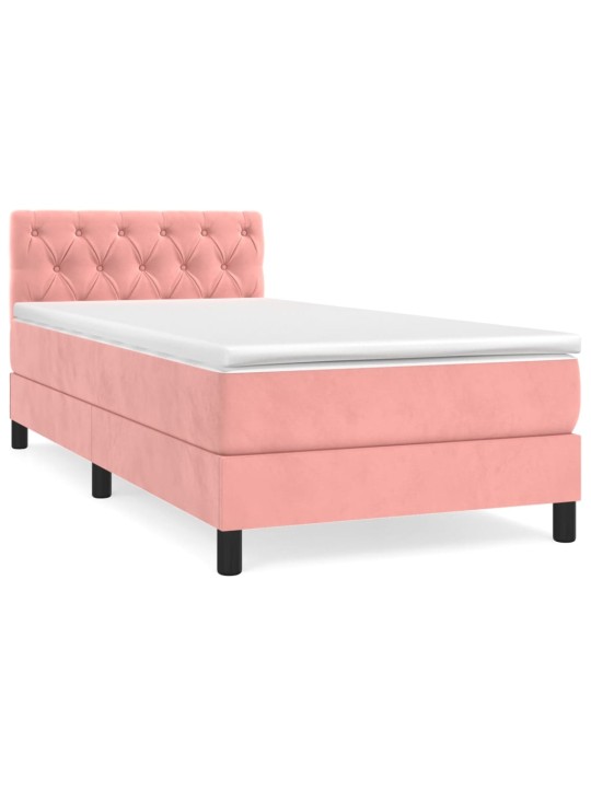 Box spring postel s matrací růžová 80 x 200 cm samet
