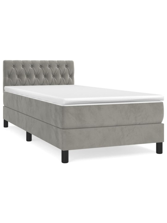 Box spring postel s matrací světle šedá 90x190 cm samet