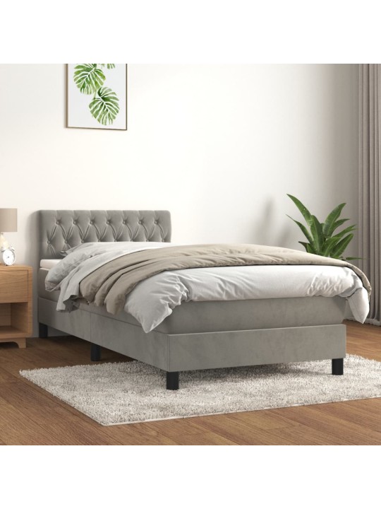 Box spring postel s matrací světle šedá 90x190 cm samet