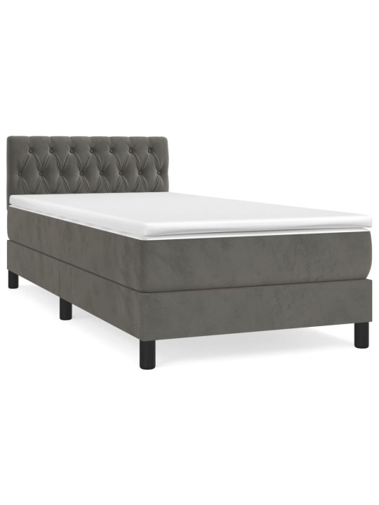 Box spring postel s matrací tmavě šedá 90x200 cm samet