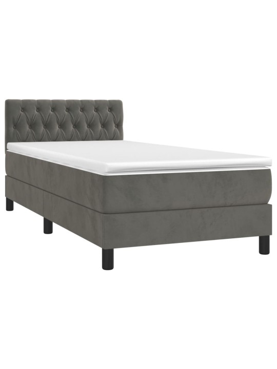 Box spring postel s matrací tmavě šedá 90x200 cm samet