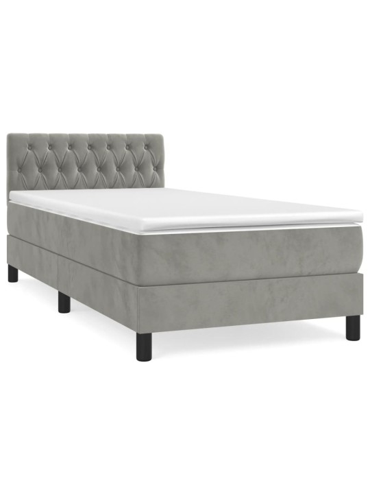 Box spring postel s matrací světle šedá 100x200 cm samet