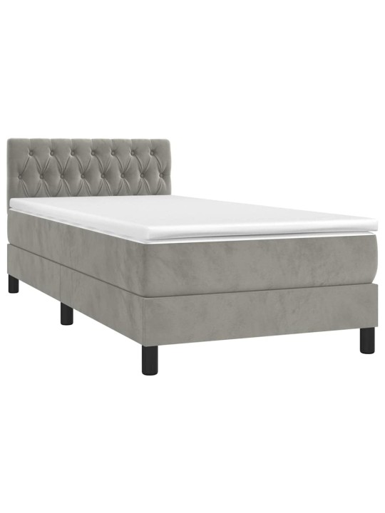 Box spring postel s matrací světle šedá 100x200 cm samet