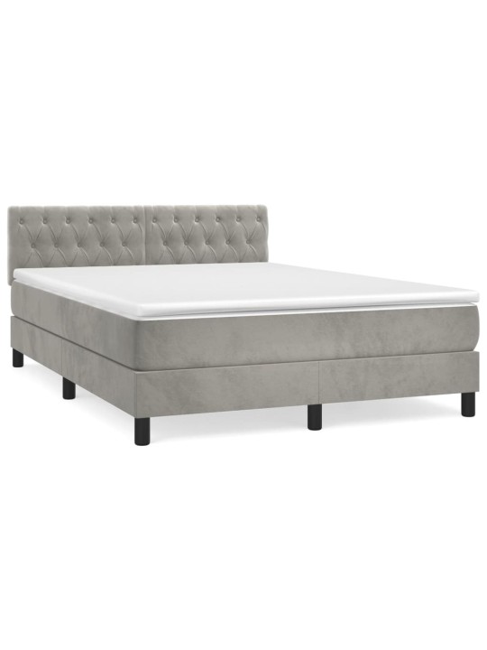 Box spring postel s matrací světle šedá 140x190 cm samet