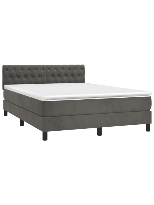 Box spring postel s matrací tmavě šedý 140 x 190 cm samet