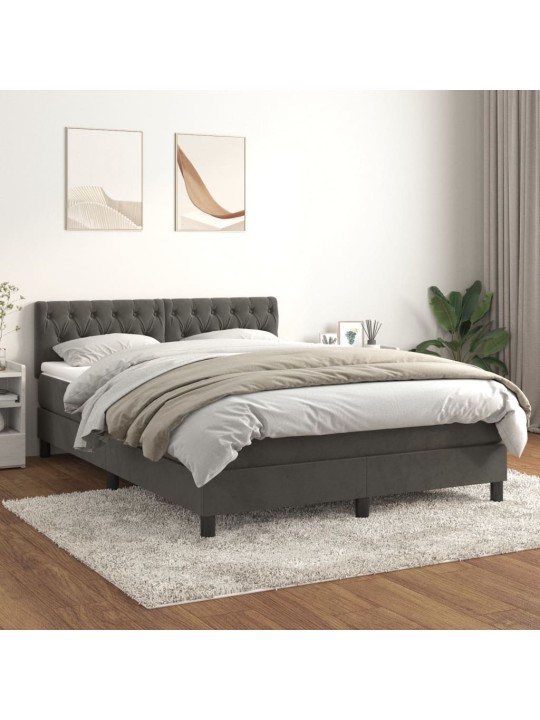 Box spring postel s matrací tmavě šedý 140 x 190 cm samet