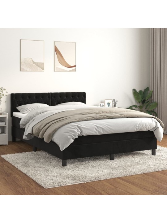 Box spring postel s matrací černá 140 x 190 cm samet