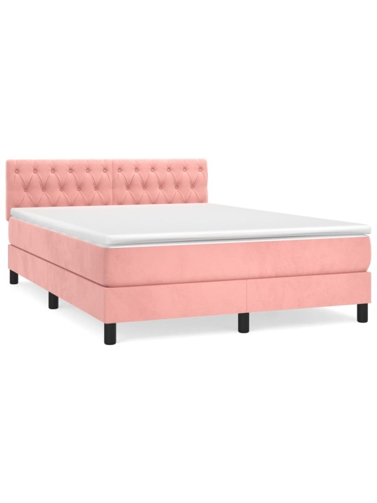 Box spring postel s matrací růžová 140x190 cm samet