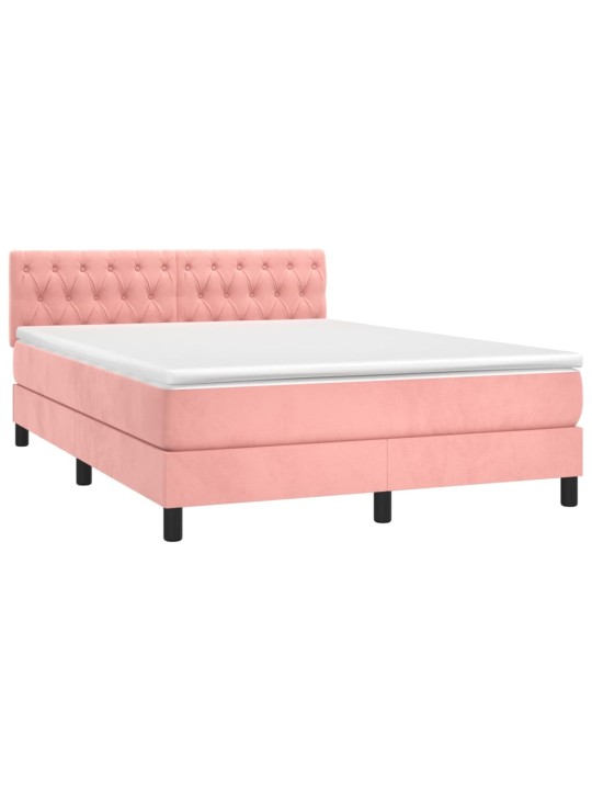 Box spring postel s matrací růžová 140x190 cm samet