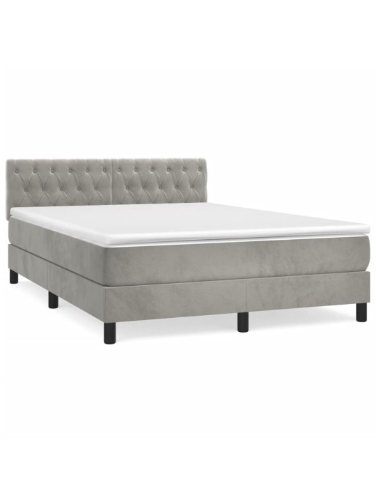 Box spring postel s matrací světle šedá 140x200 cm samet