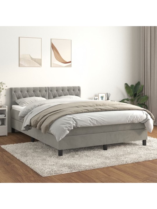 Box spring postel s matrací světle šedá 140x200 cm samet