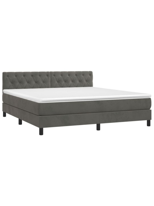 Box spring postel s matrací tmavě šedá 160x200 cm samet