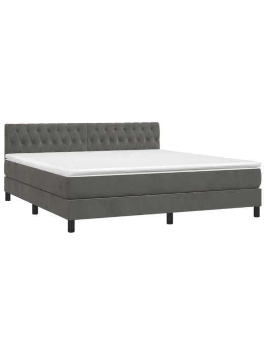 Box spring postel s matrací tmavě šedá 180x200 cm samet