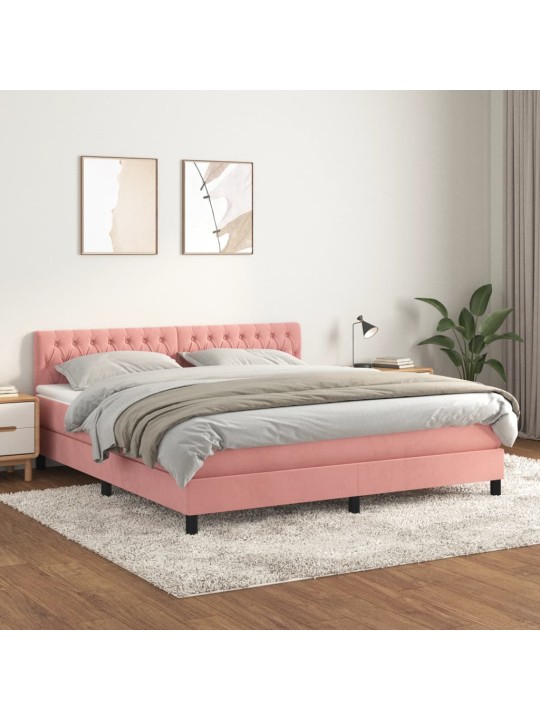 Box spring postel s matrací růžová 180x200 cm samet