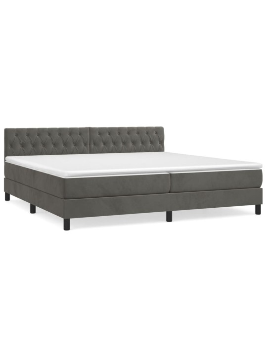 Box spring postel s matrací tmavě šedá 200x200 cm samet