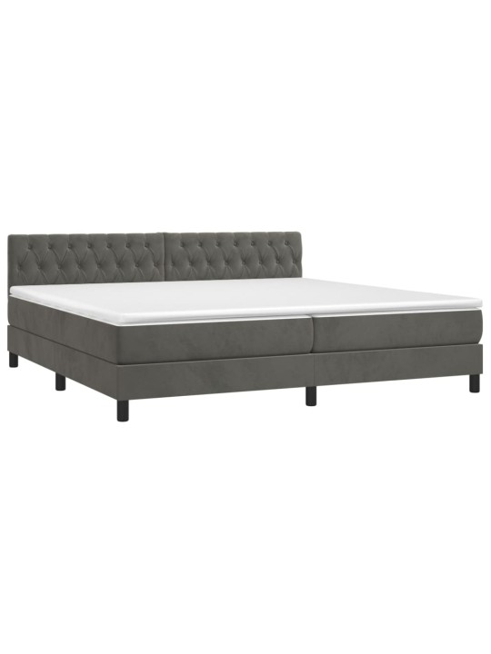 Box spring postel s matrací tmavě šedá 200x200 cm samet