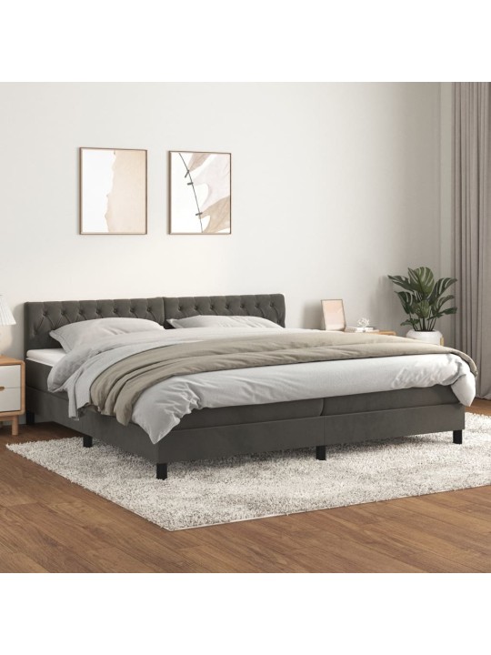 Box spring postel s matrací tmavě šedá 200x200 cm samet