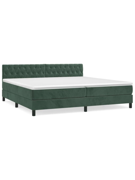 Box spring postel s matrací tmavě zelená 200x200 cm samet