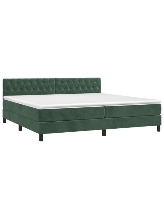 Box spring postel s matrací tmavě zelená 200x200 cm samet