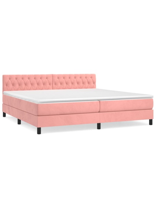 Box spring postel s matrací růžová 200x200 cm samet