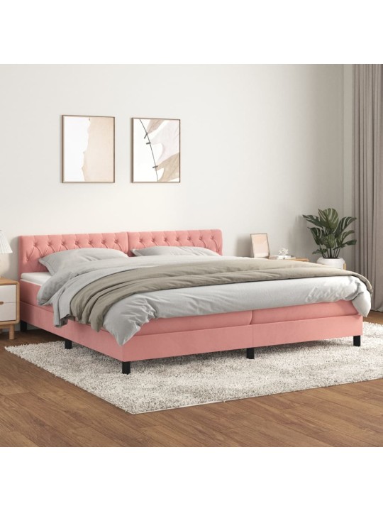 Box spring postel s matrací růžová 200x200 cm samet