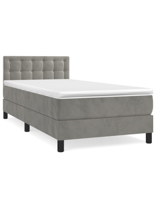 Box spring postel s matrací světle šedá 80 x 200 cm samet