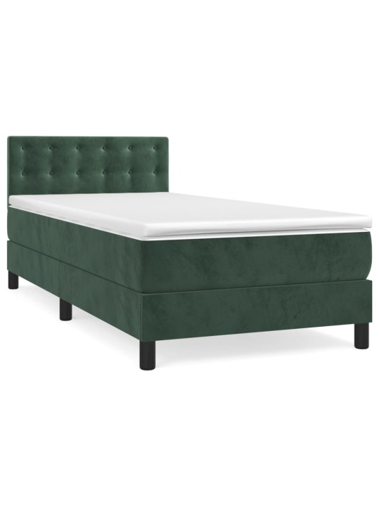 Box spring postel s matrací tmavě zelená 80 x 200 cm samet