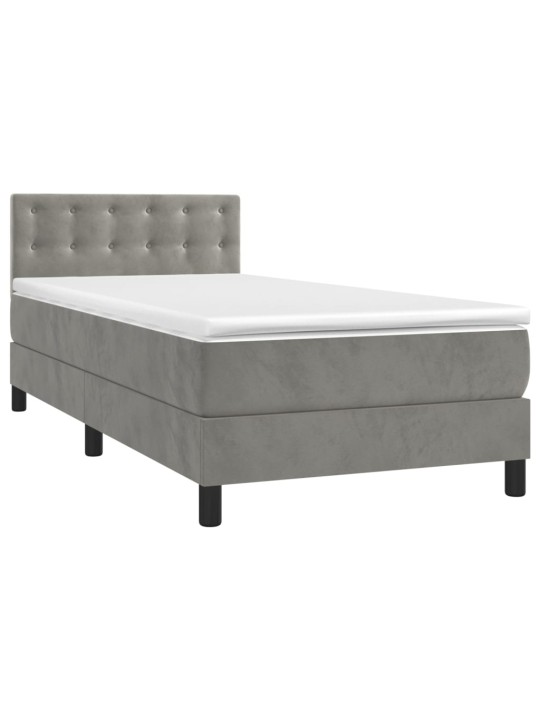 Box spring postel s matrací světle šedá 90x190 cm samet