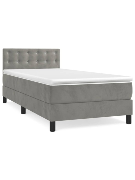Box spring postel s matrací světle šedá 90x190 cm samet