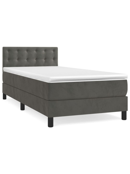Box spring postel s matrací tmavě šedá 90x190 cm samet