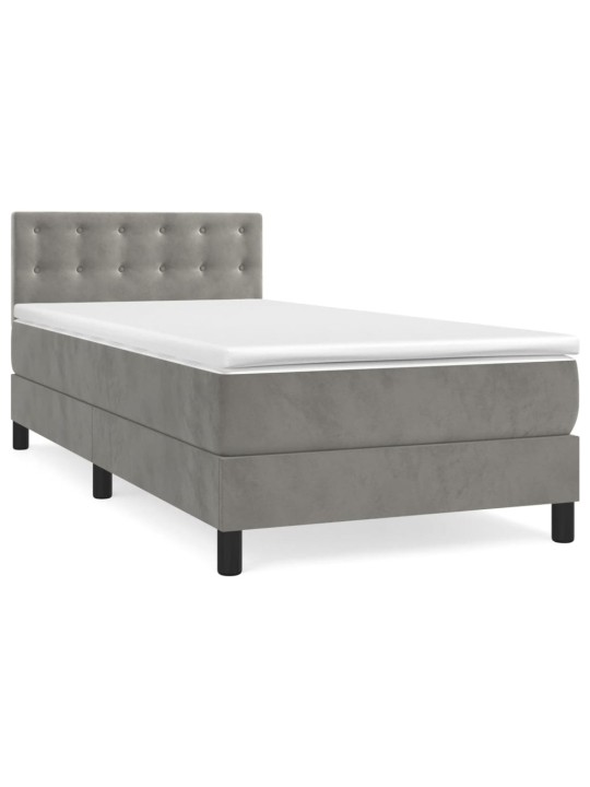 Box spring postel s matrací světle šedá 90x200 cm samet
