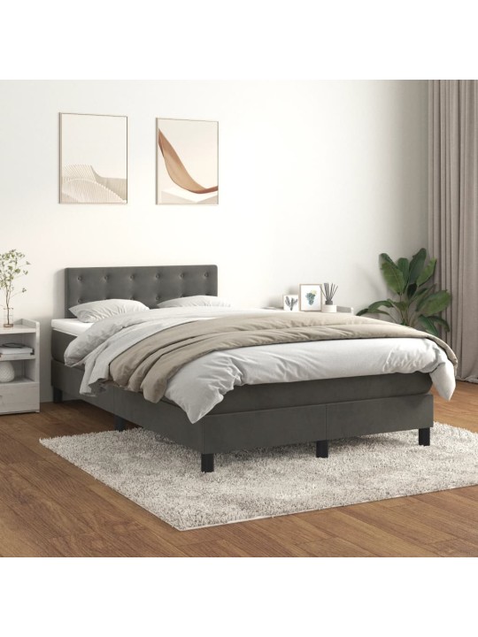Box spring postel s matrací tmavě šedá 120 x 200 cm samet