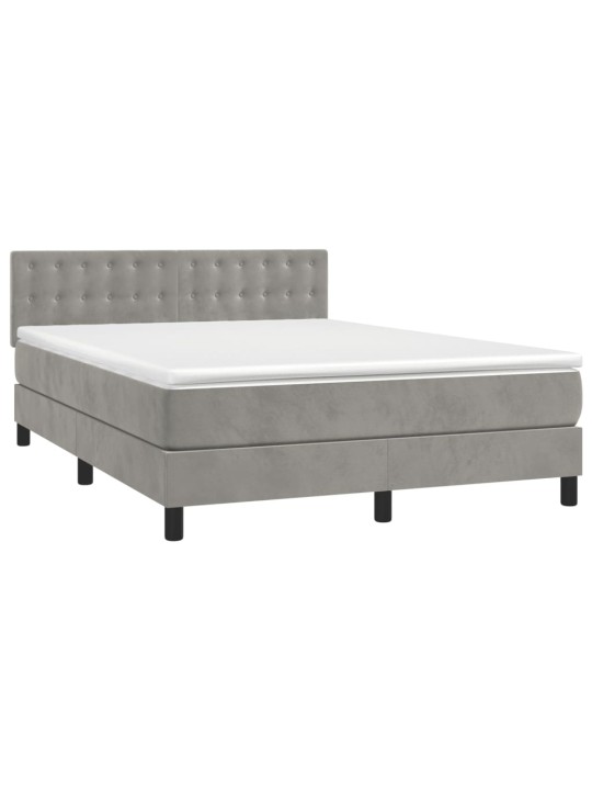 Box spring postel s matrací světle šedá 140x190 cm samet