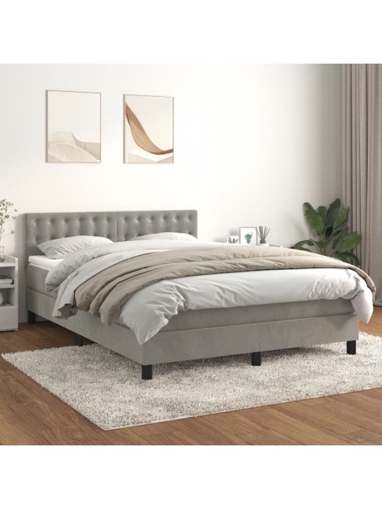 Box spring postel s matrací světle šedá 140x190 cm samet