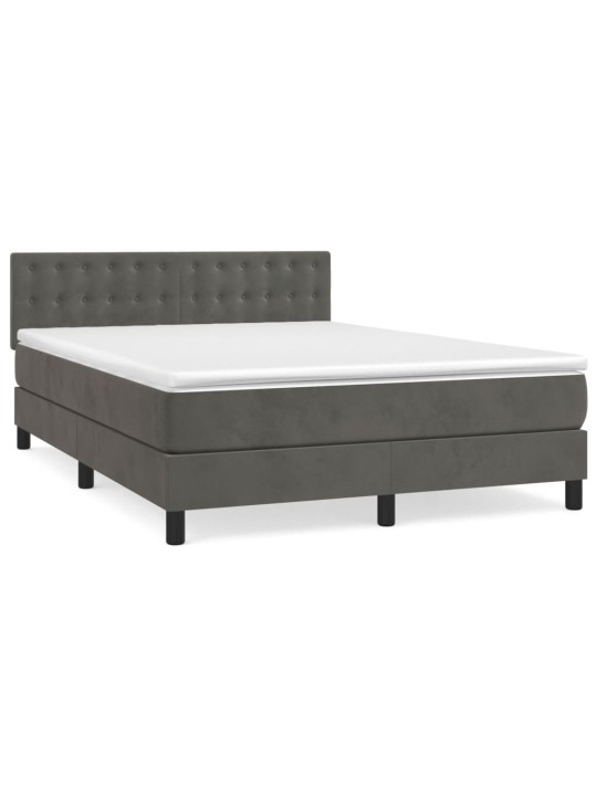 Box spring postel s matrací tmavě šedý 140 x 190 cm samet