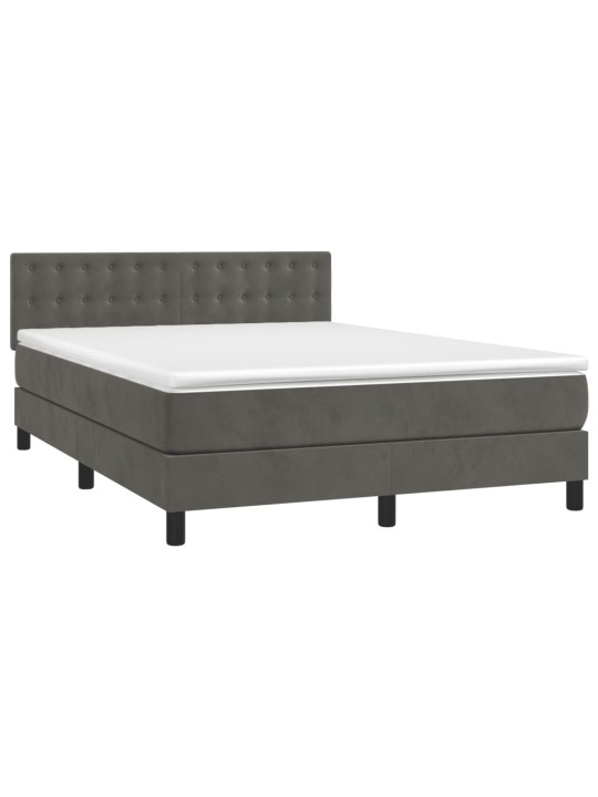 Box spring postel s matrací tmavě šedý 140 x 190 cm samet