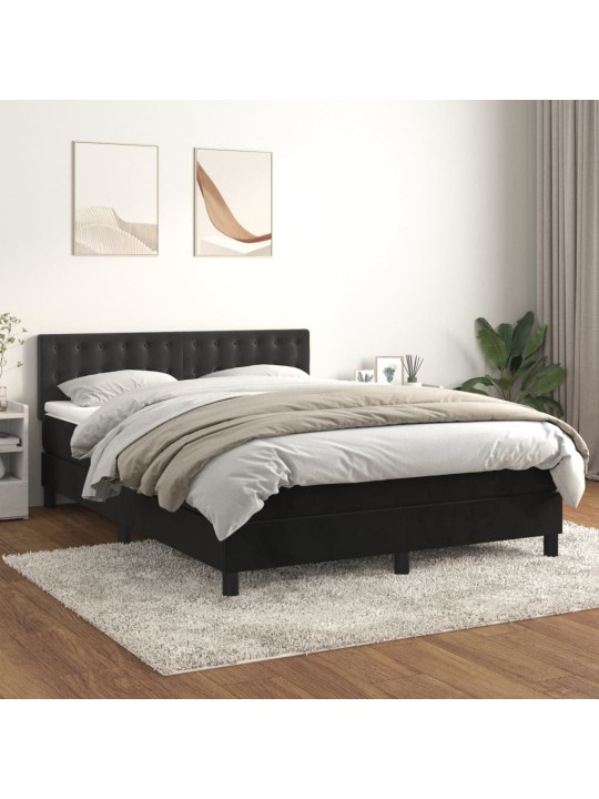 Box spring postel s matrací černá 140 x 190 cm samet