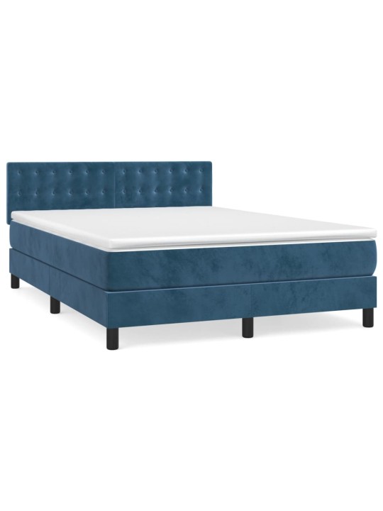 Box spring postel s matrací tmavě modrá 140x190 cm samet