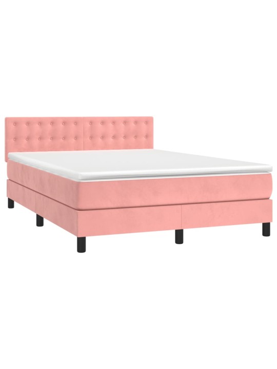 Box spring postel s matrací růžová 140x190 cm samet