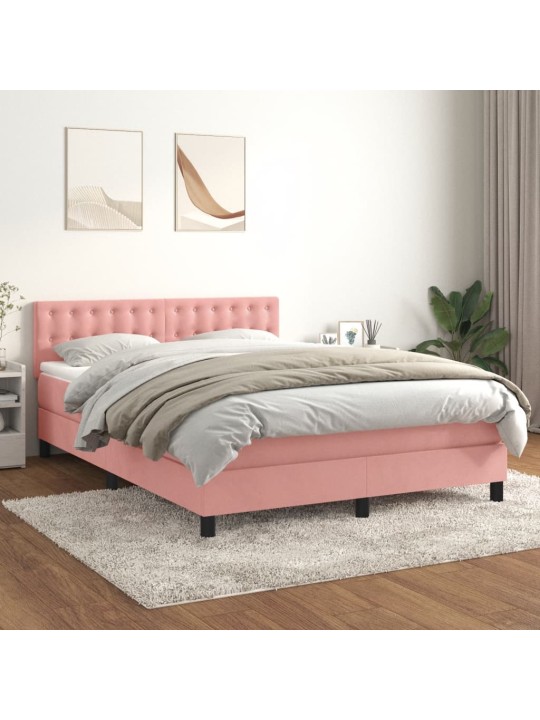 Box spring postel s matrací růžová 140x190 cm samet