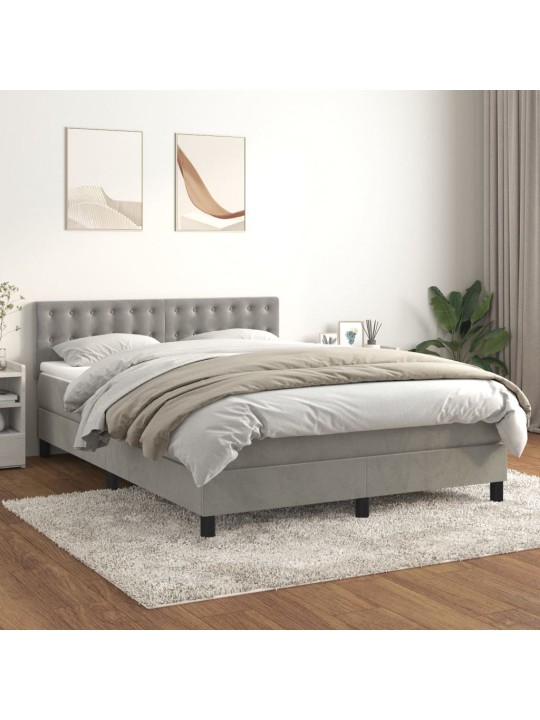 Box spring postel s matrací světle šedá 140x200 cm samet